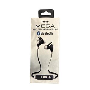iWorld Mega Wireless Earbuds with Mic- black and white